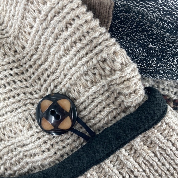 Women's Black Tan Handmade Recycled Sweater Scarf with Vintage Buttons 6… - Picture 2 of 5